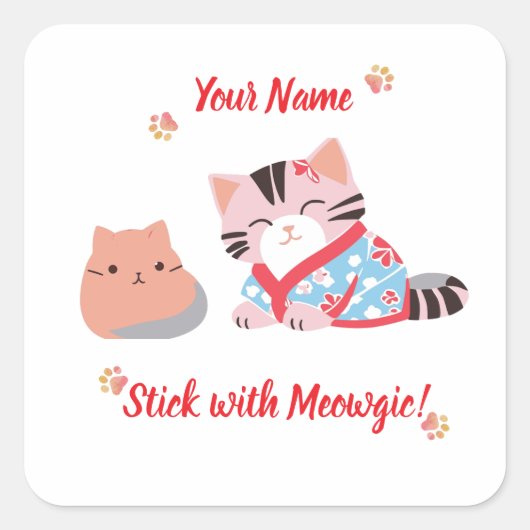 Custom Niedlich Kawaii Cat Sticker | Stick mit Meo (Vorderseite)