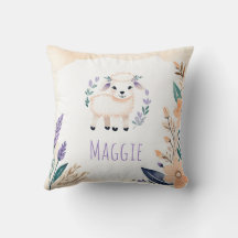 Custom Niedlich Lamb Pillow Boho Floral Design -