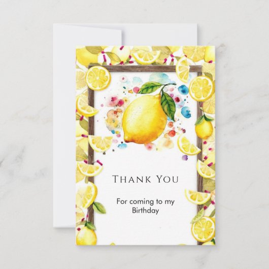 Custom Niedlich Lemon Birthday Dankeskarte (Vorderseite)