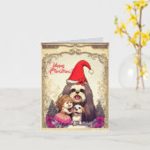 Custom Niedlich Lhasa apsa Hund mit kleinen Mädche Karte (Gelbe Blume)