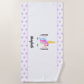 Custom Niedlich Magic farbenfrohe Blume Einhorn Strandtuch (Vorderseite)