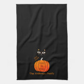 Custom Niedlich Orange Black Cat & Pumpkin Hallowe Geschirrtuch (Vertikal)