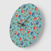 Custom Niedlich Owells Round Wall Clock: Red Blue Große Wanduhr (Winkel)