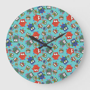 Custom Niedlich Owells Round Wall Clock: Red Blue Große Wanduhr
