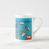Custom Niedlich Owls Knochen China Tasse Türkis Bl (Rechts)