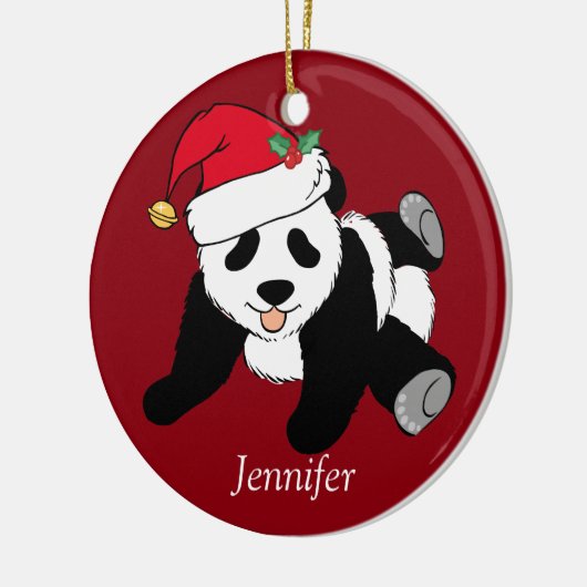 Custom Niedlich Panda Bär Kinder Rot Keramikornament (Links)