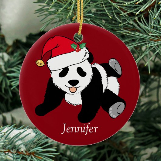 Custom Niedlich Panda Bär Kinder Rot Keramikornament