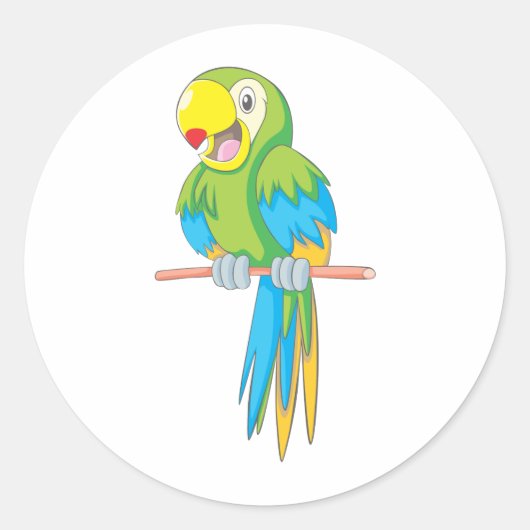 Custom Niedlich Parrot Cartoon Runder Aufkleber (Vorderseite)
