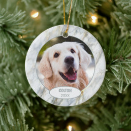 Custom Niedlich Pet Foto 1. Weihnachten auf Imitat Keramik Ornament