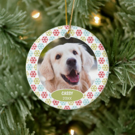 Custom Niedlich Pet Foto 1. Weihnachten auf Schnee Keramik Ornament