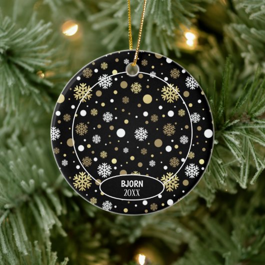 Custom Niedlich Pet Foto 1. Weihnachten auf Schnee Keramik Ornament (Baum)