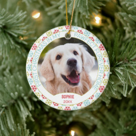 Custom Niedlich Pet Foto 1. Weihnachten auf Schnee Keramik Ornament
