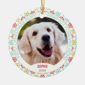 Custom Niedlich Pet Foto 1. Weihnachten auf Schnee Keramik Ornament (Vorne)