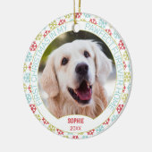 Custom Niedlich Pet Foto 1. Weihnachten auf Schnee Keramik Ornament (Links)
