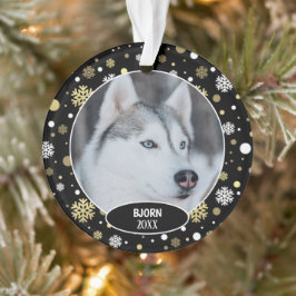 Custom Niedlich Pet Foto 1. Weihnachten auf Schnee Ornament