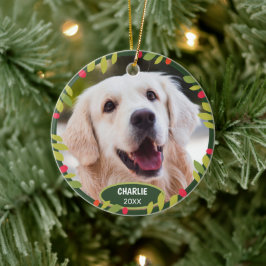 Custom Niedlich Pet Foto 1. Weihnachtsfest auf Hol Keramik Ornament