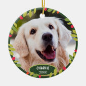 Custom Niedlich Pet Foto 1. Weihnachtsfest auf Hol Keramik Ornament (Vorne)