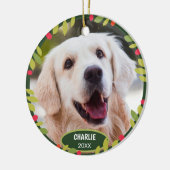 Custom Niedlich Pet Foto 1. Weihnachtsfest auf Hol Keramik Ornament (Links)