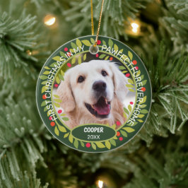 Custom Niedlich Pet Foto 1. Weihnachtsfest auf Hol Keramik Ornament