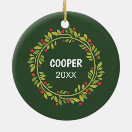 Custom Niedlich Pet Foto 1. Weihnachtsfest auf Hol Keramik Ornament (Hinten)