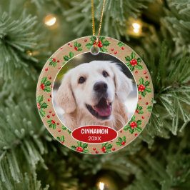 Custom Niedlich Pet Foto 1. Weihnachtsfest auf Hol Keramik Ornament