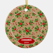 Custom Niedlich Pet Foto 1. Weihnachtsfest auf Hol Keramik Ornament (Vorne)