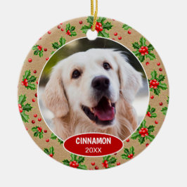 Custom Niedlich Pet Foto 1. Weihnachtsfest auf Hol Keramik Ornament