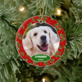 Custom Niedlich Pet Foto 1. Weihnachtsfest auf Hol Keramik Ornament