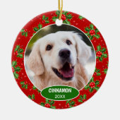 Custom Niedlich Pet Foto 1. Weihnachtsfest auf Hol Keramik Ornament (Vorne)