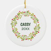 Custom Niedlich Pet Foto 1. Weihnachtsfest auf Hol Keramik Ornament (Hinten)