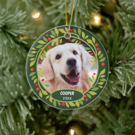 Custom Niedlich Pet Foto 1. Weihnachtsfest auf Hol Keramik Ornament