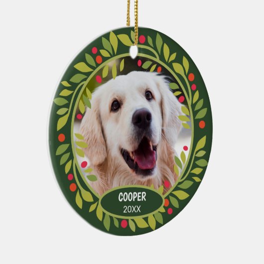 Custom Niedlich Pet Foto 1. Weihnachtsfest auf Hol Keramik Ornament (Rechts)