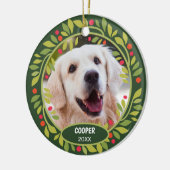 Custom Niedlich Pet Foto 1. Weihnachtsfest auf Hol Keramik Ornament (Links)