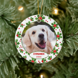 Custom Niedlich Pet Foto 1. Weihnachtsfest auf Hol Keramik Ornament