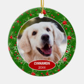 Custom Niedlich Pet Foto 1. Weihnachtsfest auf Hol Keramik Ornament (Vorne)