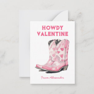Custom Niedlich Pink Cowboy Boot Howdy Valentine's Mitteilungskarte