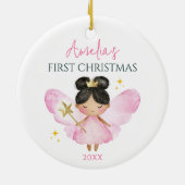 Custom Niedlich Pink Fairy Baby Girl 1. Weihnachte Keramik Ornament (Hinten)
