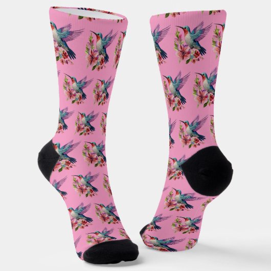 Custom Niedlich Pink Lila Hummingbird Foto Socken (Gewinkelt)