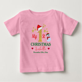 Custom Niedlich Pink Mein 1. Weihnachtsmann Weihna Baby T-shirt