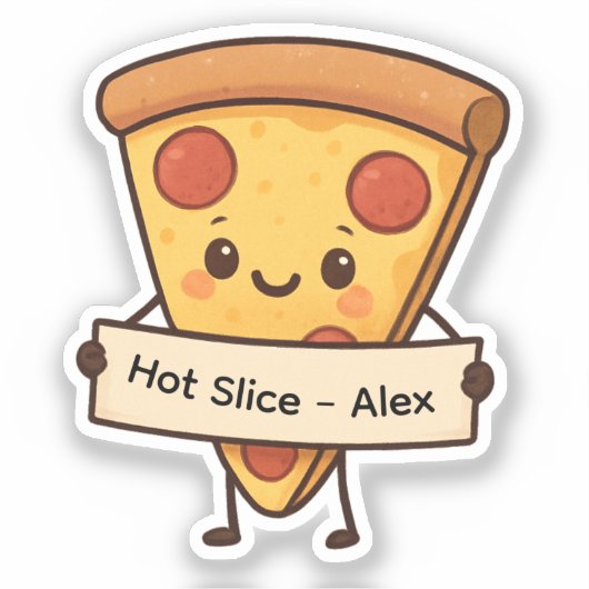 Custom Niedlich Pizza Slice Sticker - Personalisie (Vorderseite)