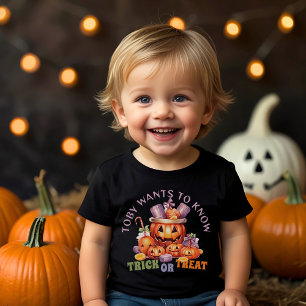 Custom Niedlich Pumpkin Fun Spooky Halloween Candy Kleinkind T-shirt