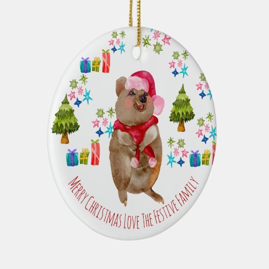 Custom Niedlich Quokka Aussie Christmas Keramik Ornament (Rechts)