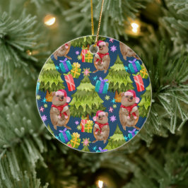 Custom Niedlich Quokka Blue Weihnachts Keramik Orn Ornament
