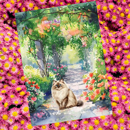 Custom Niedlich Ragdoll Cat Summer Garden Geburtst Karte