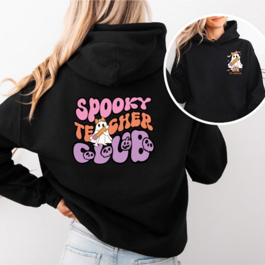 Custom Niedlich Retro Spooky Ghost Teacher Club Hoodie