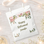 Custom Niedlich rosa Blumengrün Happy Retirement Geschenktütchen (Ausgeschnitten)