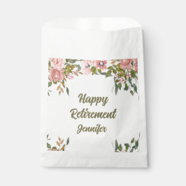 Custom Niedlich rosa Blumengrün Happy Retirement Geschenktütchen