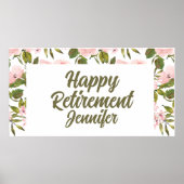 Custom Niedlich rosa Blumengrün Happy Retirement Poster (Vorne)