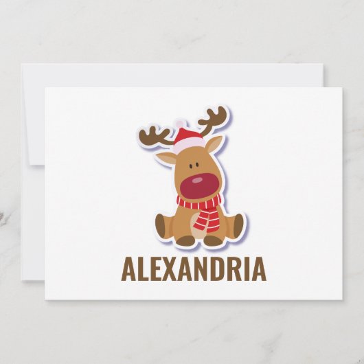 Custom niedlich Rudolph Rentier Weihnachtsmann Cla Dankeskarte (Vorderseite)