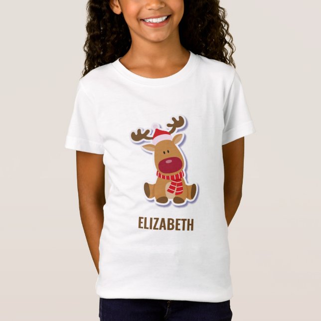 Custom niedlich Rudolph Rentier Weihnachtsmann Cla T-Shirt (Vorderseite)